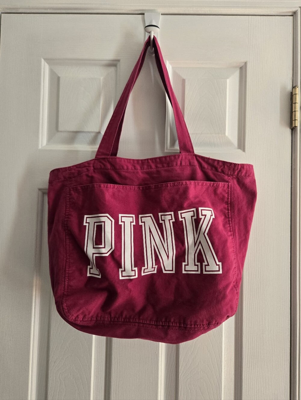 PINK Victoria's Secret Logo Canvas Tote Bag in Magenta